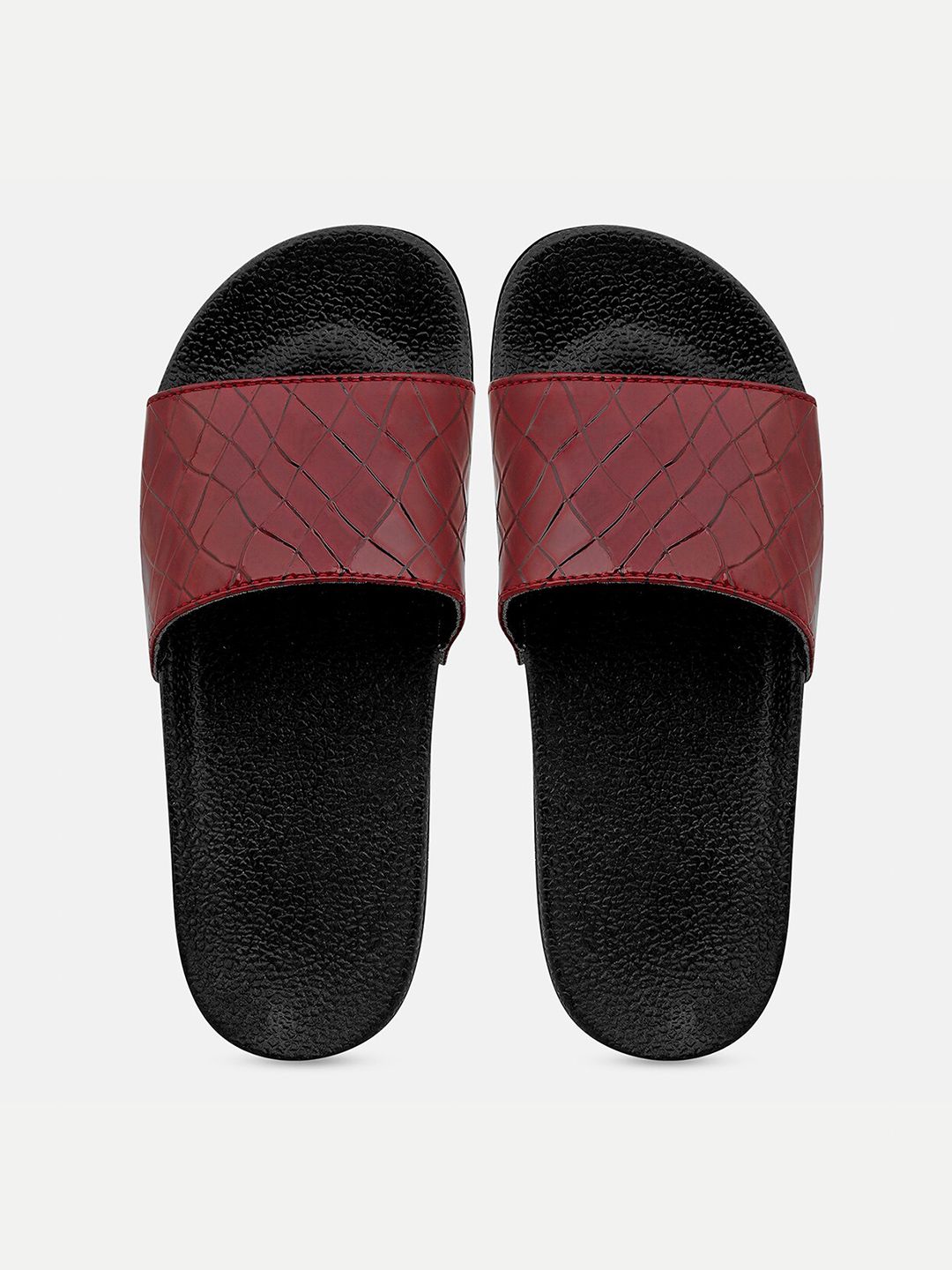 AMACLASS Women Burgundy & Black Sliders Price in India