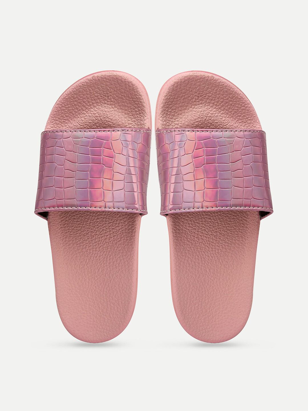 AMACLASS Women Pink & Purple Embellished Sliders Price in India