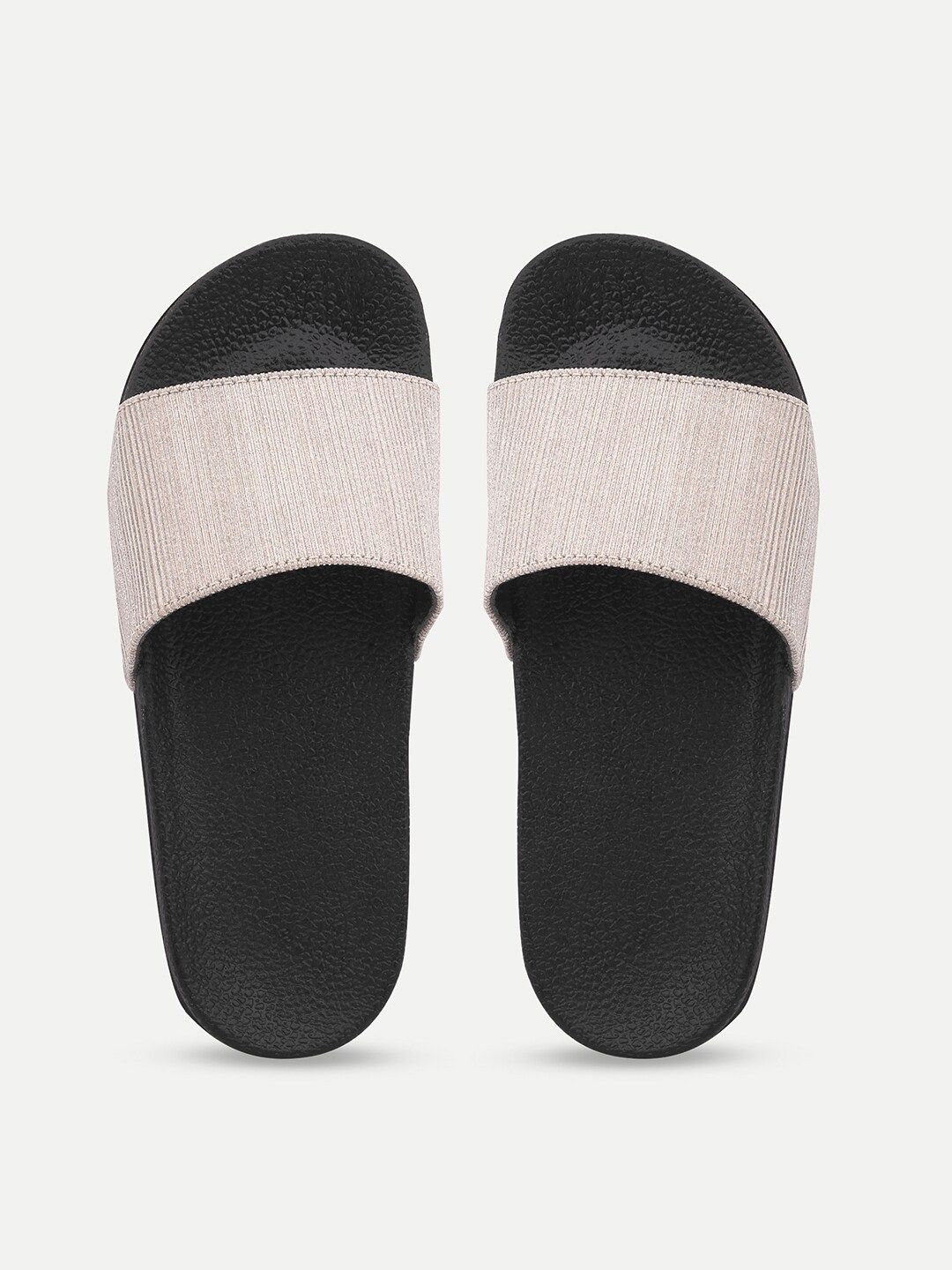 AMACLASS Women Pink & Black Embellished Sliders Price in India