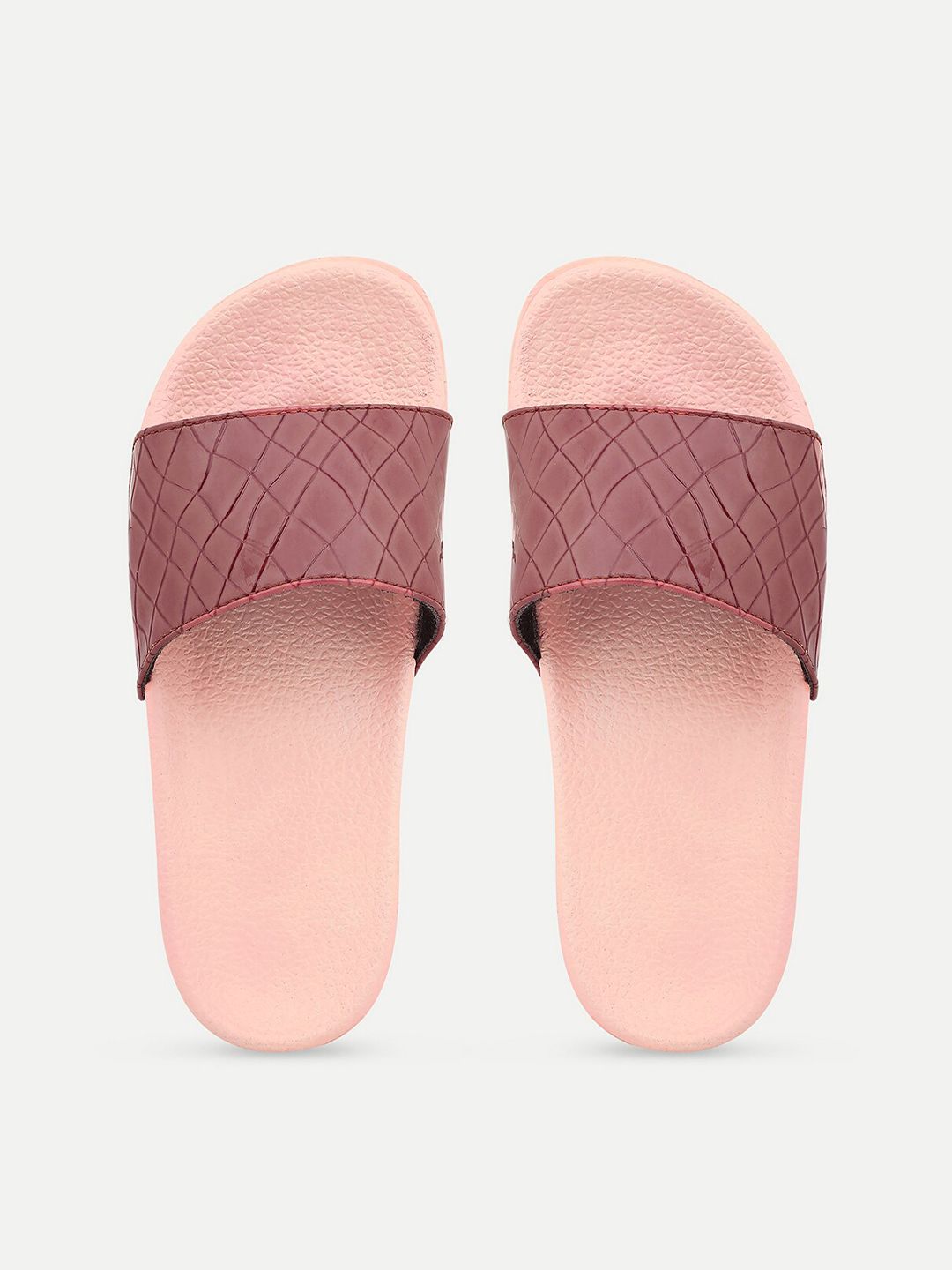 AMACLASS Women's Burgundy & Peach-Coloured Embellished Sliders Price in India