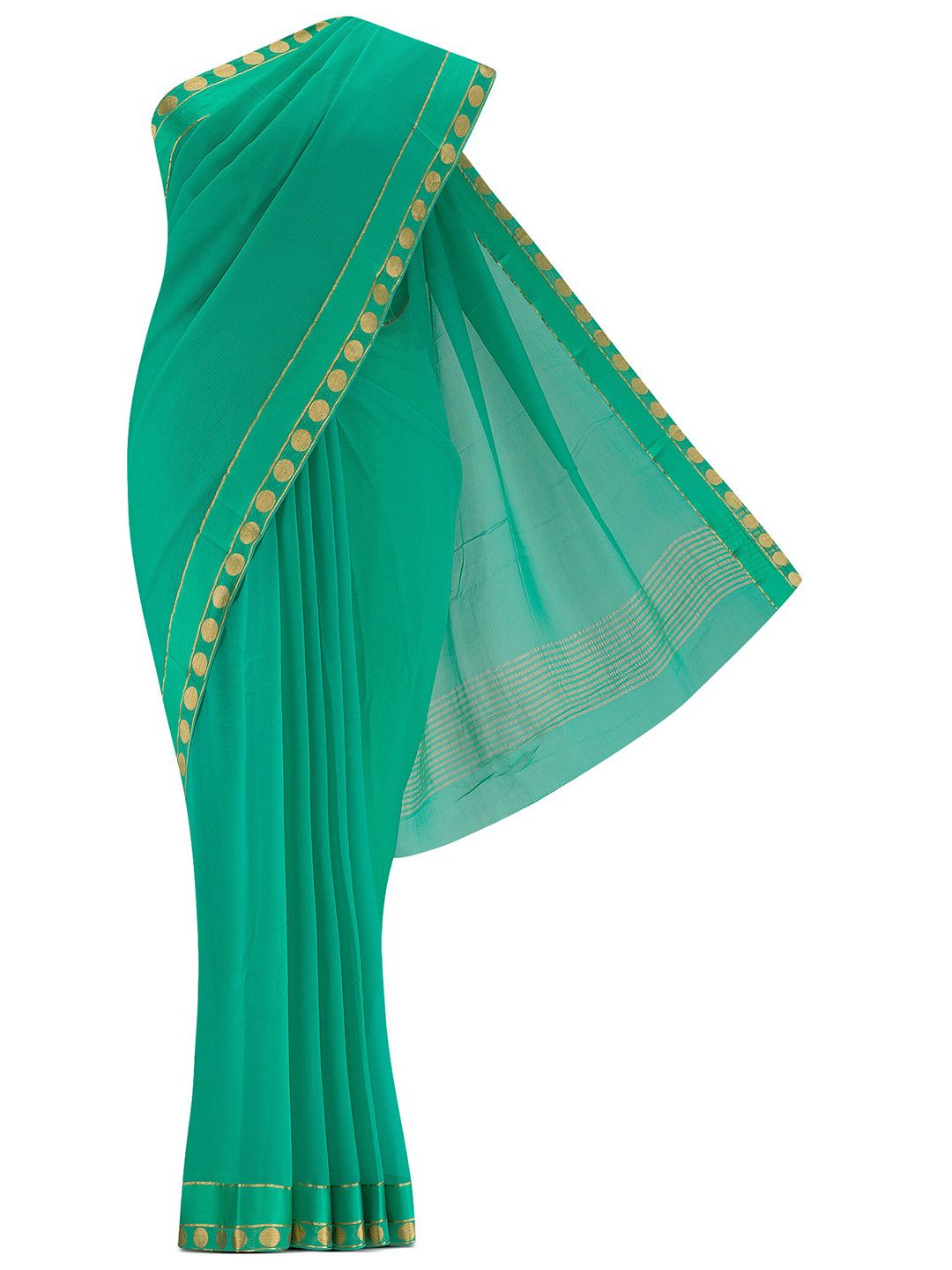 Nalli Next Green & Gold-Toned Mysore Silk Saree Price in India