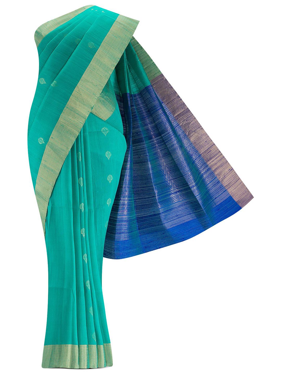 Nalli Next Green & Blue Woven Design Zari Silk Blend Saree Price in India