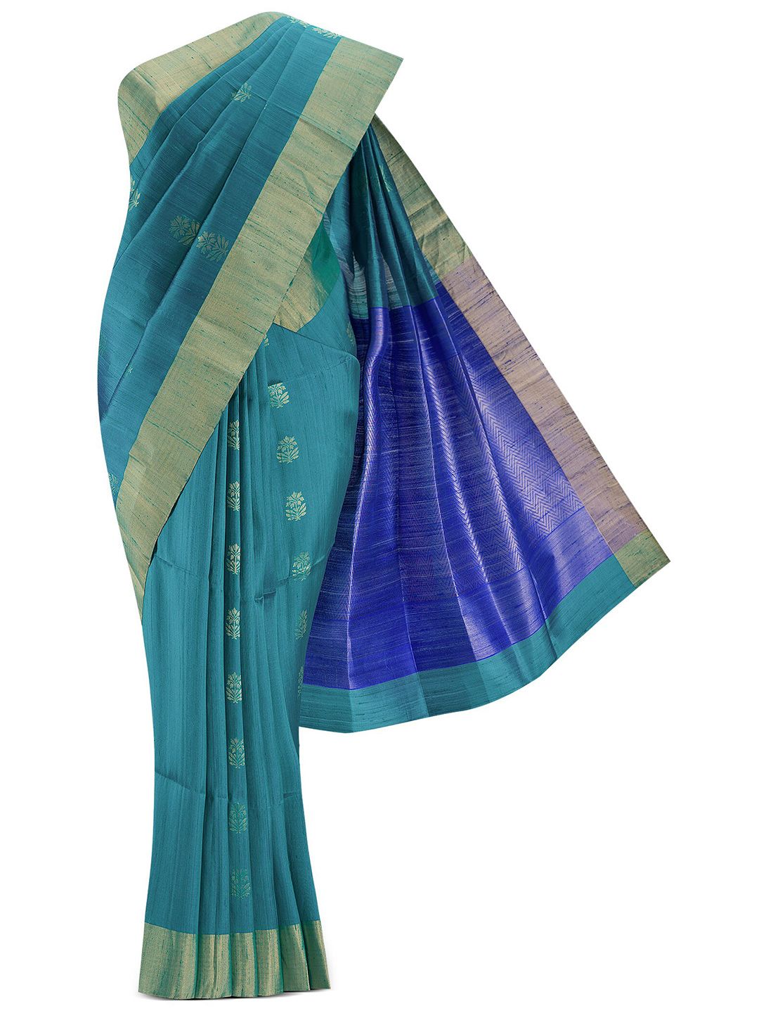 Nalli Next Women Green Gold-Toned Woven Design Zari Silk Blend Saree Price in India