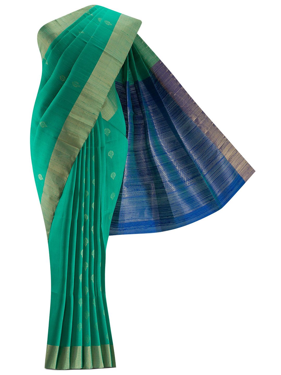 Nalli Next Green & Blue Woven Design Zari Silk Blend Saree Price in India