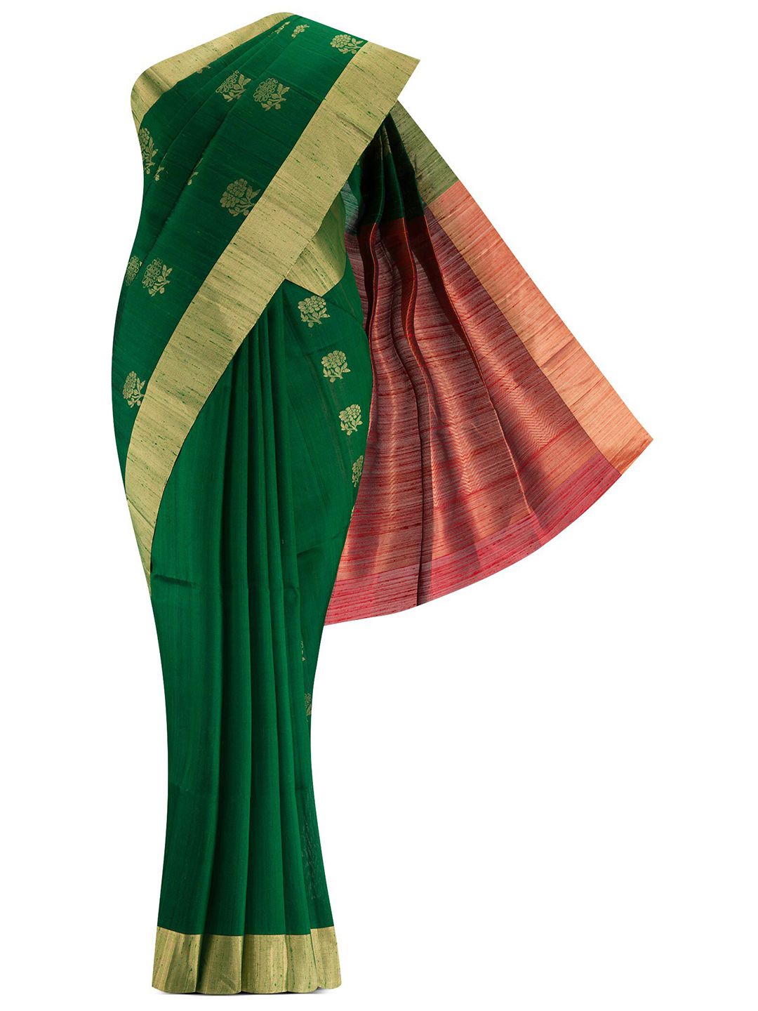 Nalli Next Green & Red Woven Design Silk Blend Saree Price in India