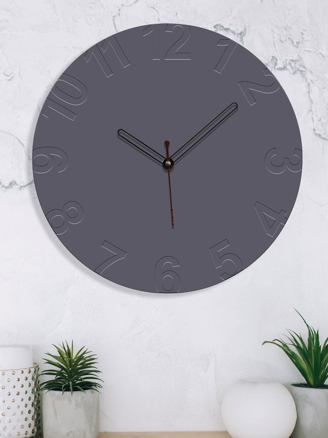 RANDOM Grey & Black Contemporary Wall Clock Price in India