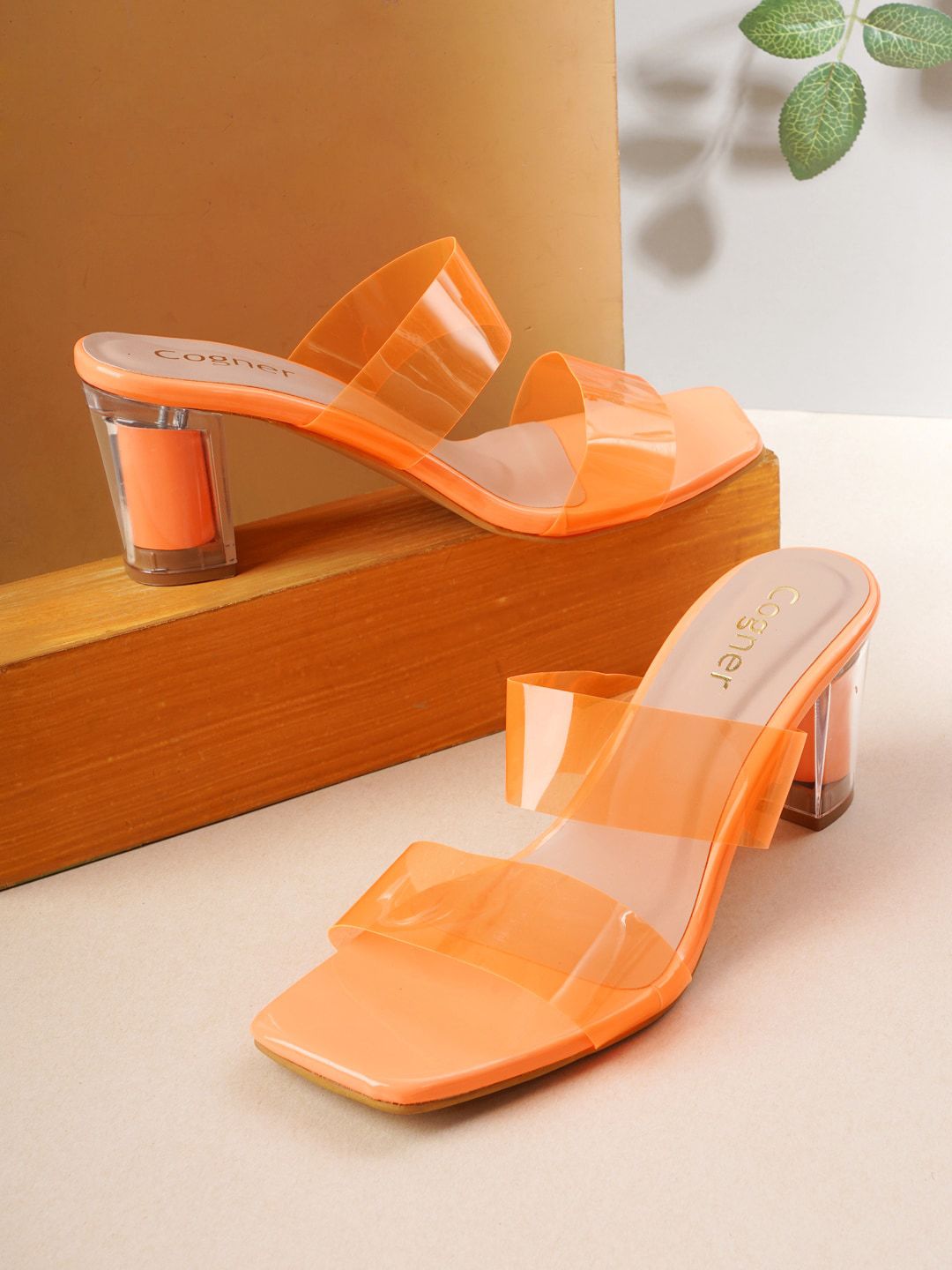 Cogner Orange Party Block Platform Sandals Price in India