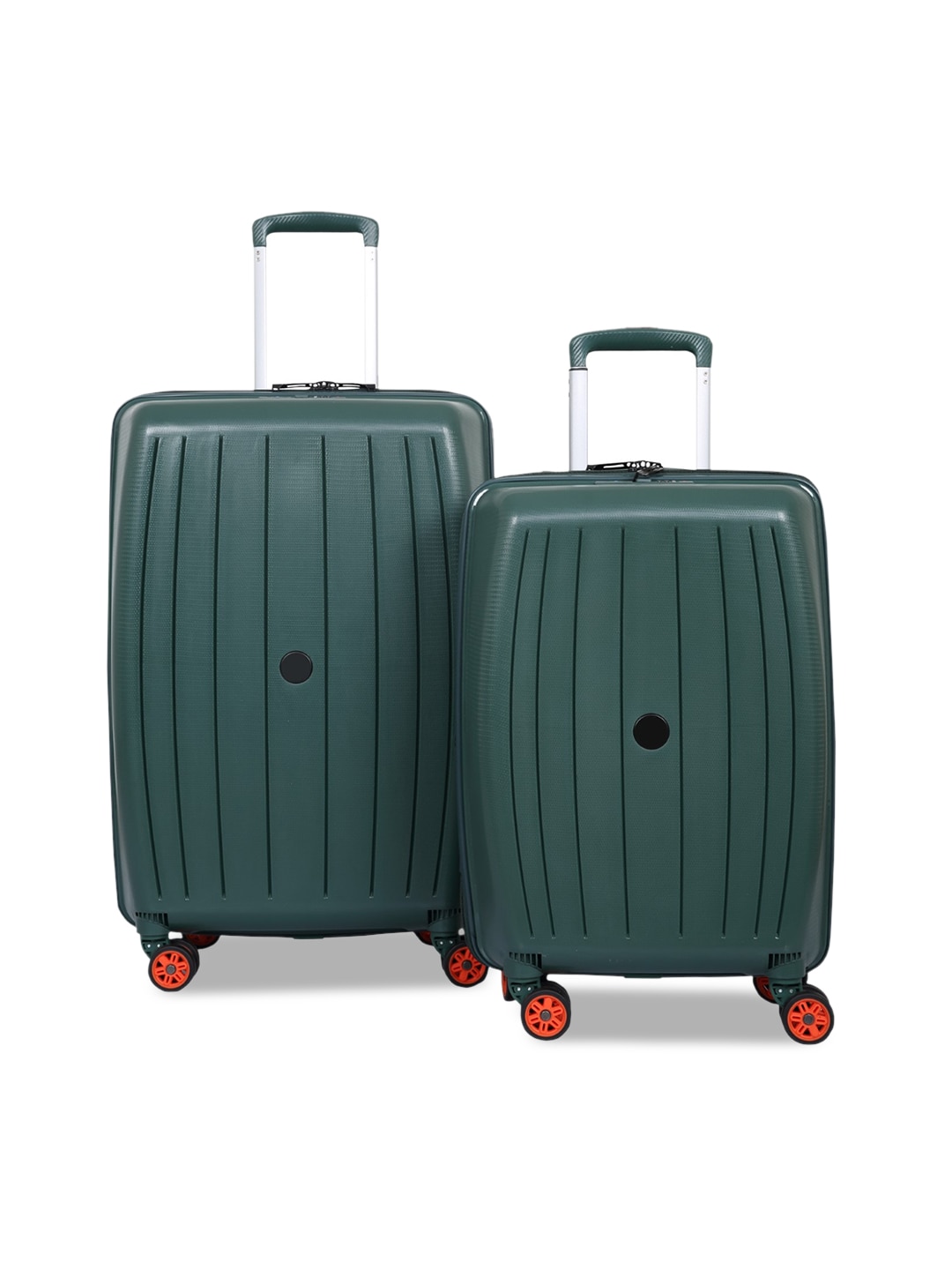 Polo Class Adults Set of 2 Green Solid Hard Sided Trolley Suitcase- 24 & 28 inch Price in India