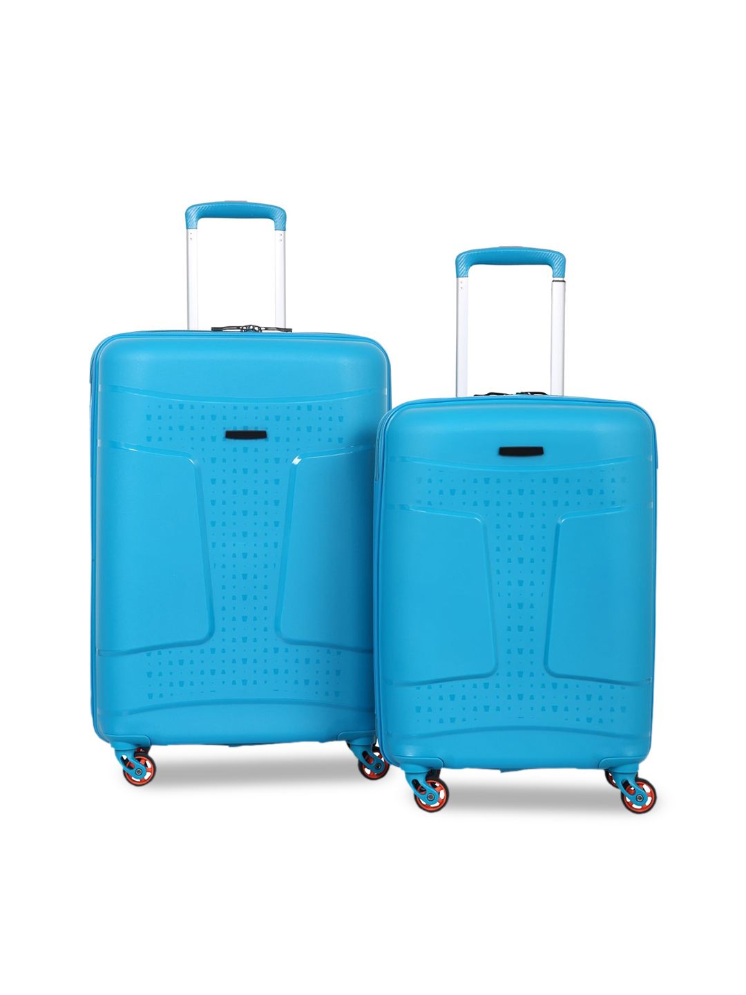 Polo Class Adults Set of 2 Blue Solid Hard-Sided Trolley Suitcases & 1 Vanity Cabin Bags Price in India