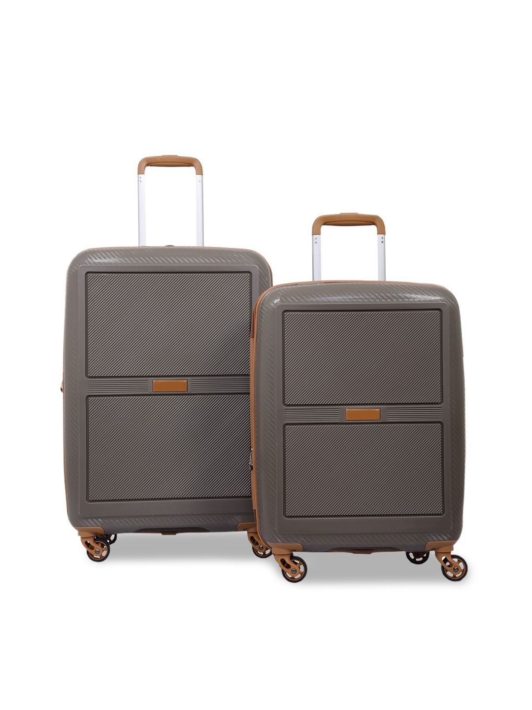 Polo Class Set of 2 Brown Solid Hard Sided Trolley Suitcase- 24 & 28 inch Price in India