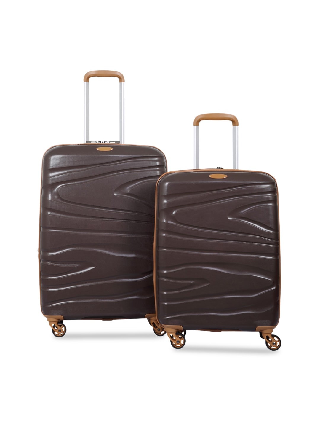 Polo Class Set Of 3 Brown Textured Hard-Sided Trolley Suitcase Price in India