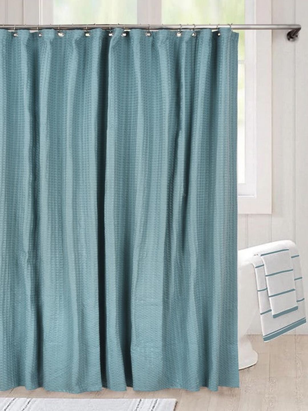 Lushomes Green Shower Bath Cloth Curtains Price in India