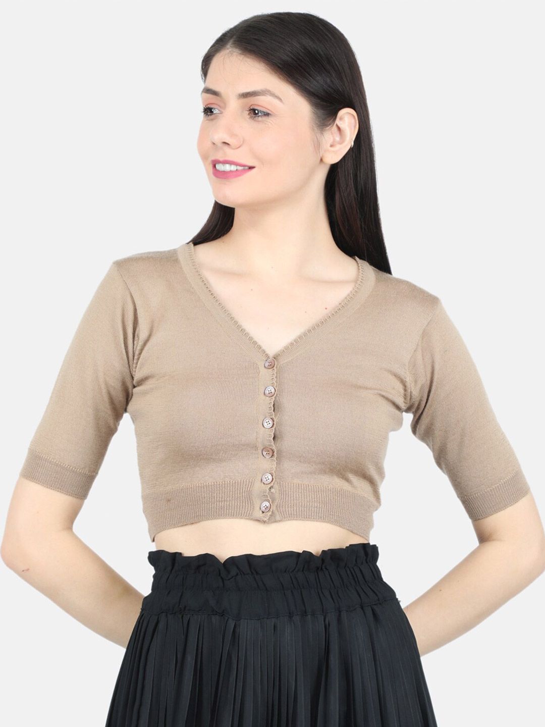 Monte Carlo Women Beige Crop Cardigan Price in India