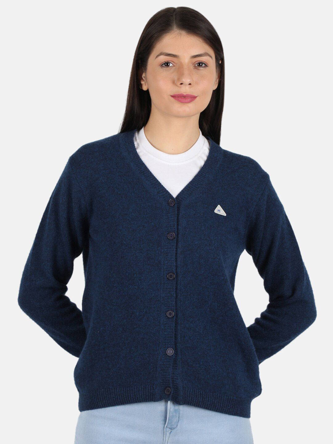 Monte Carlo Women Blue Pure Woolen Cardigan Price in India