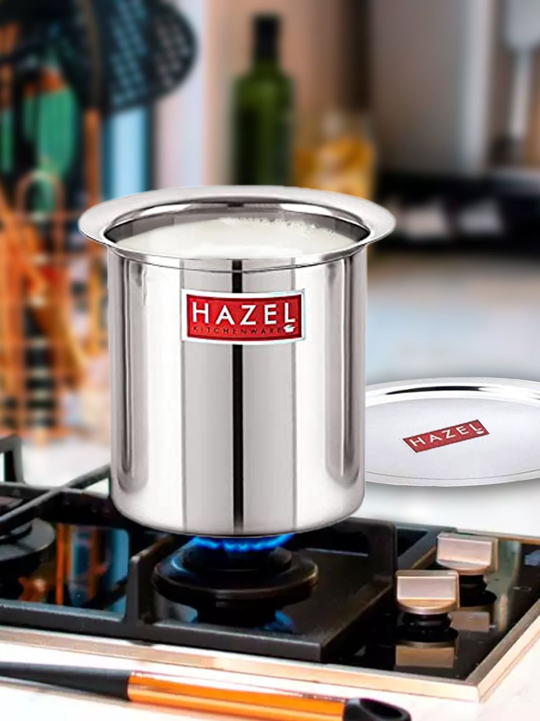 HAZEL Silver-Toned Solid Stainless Steel Milk Pot with Lid Price in India