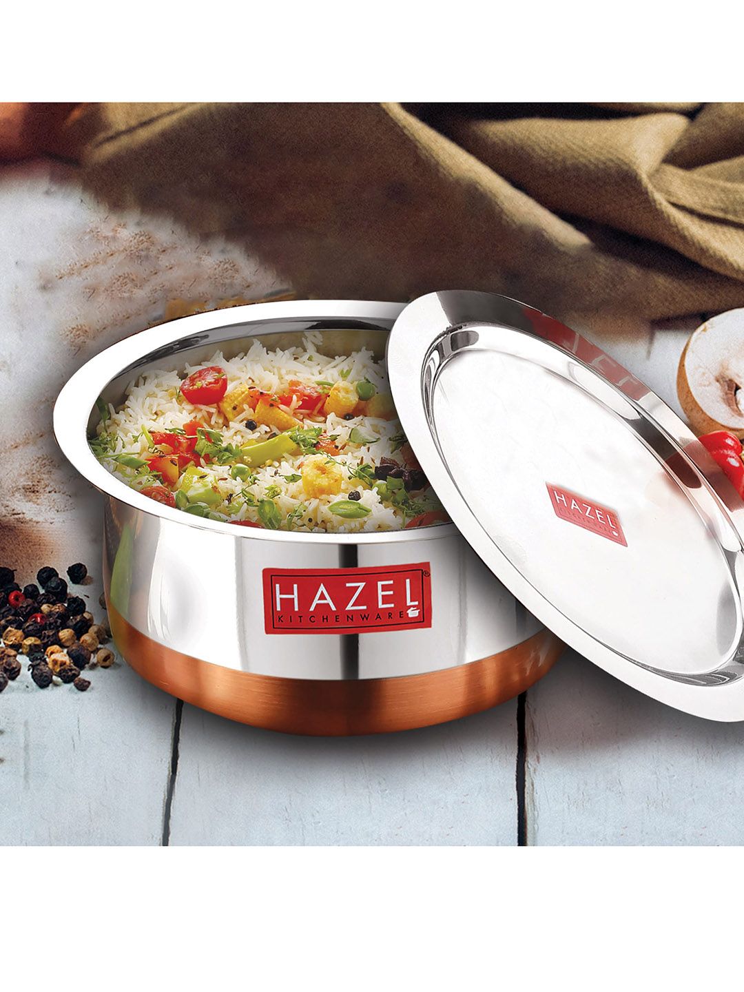 HAZEL Silver-Toned Solid Stainless Steel Tope Price in India