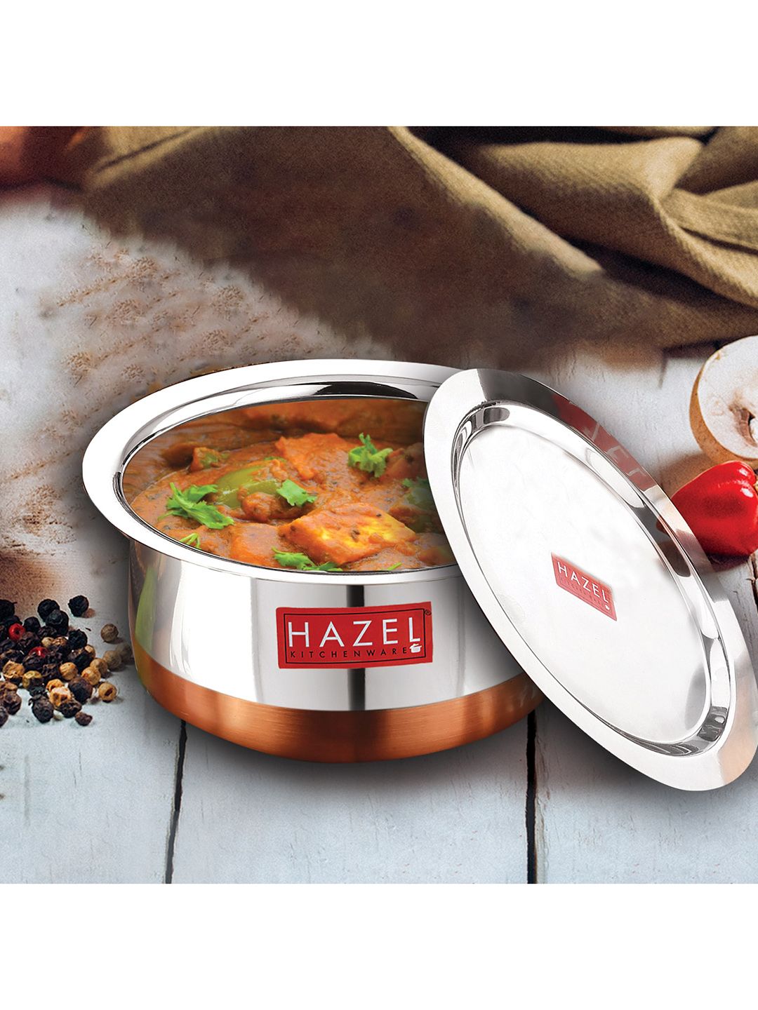 HAZEL Silver-Toned Solid Stainless Steel Tope Price in India