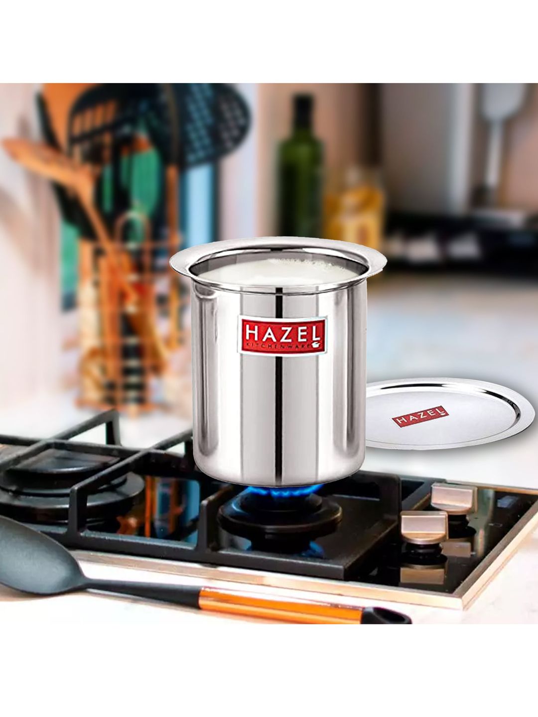 HAZEL Silver-Toned Solid Steel Milk Pot with Lid Price in India