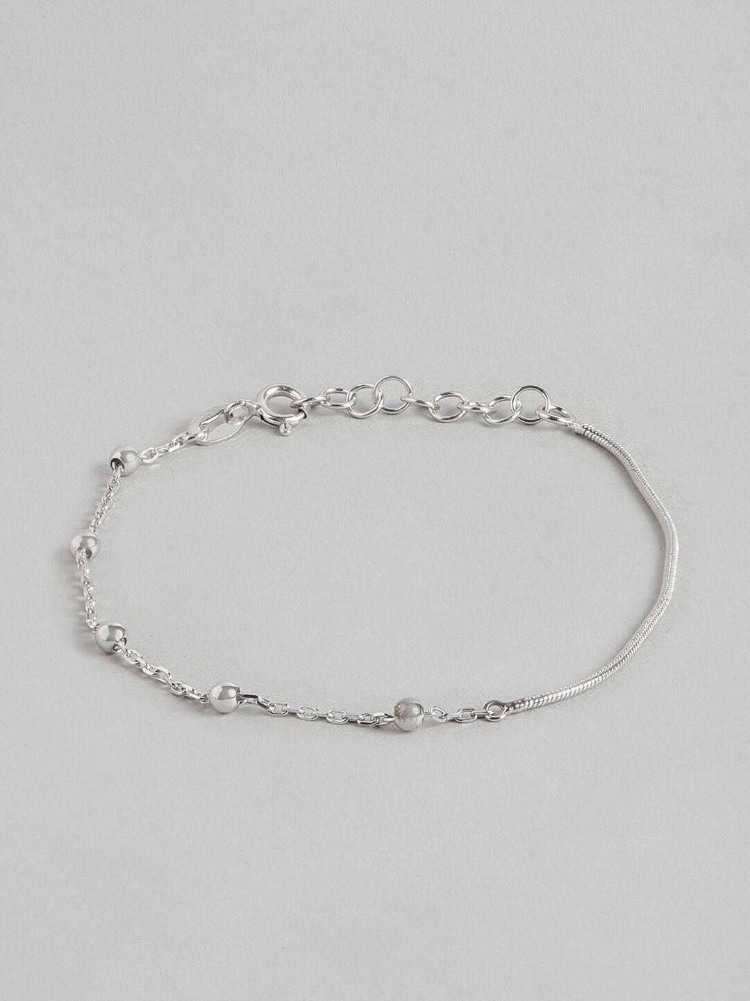 Carlton London Women Silver-Toned Brass Rhodium-Plated Charm Bracelet Price in India