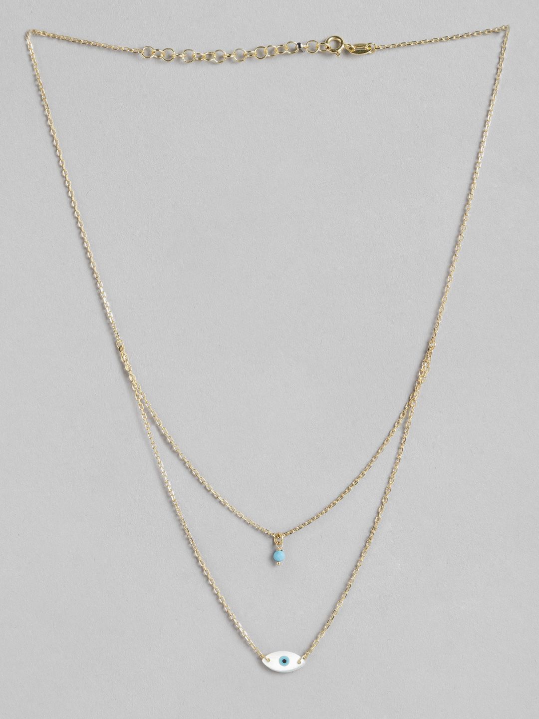 Carlton London Gold-Plated & Turquoise Blue Brass Layered Necklace Price in India