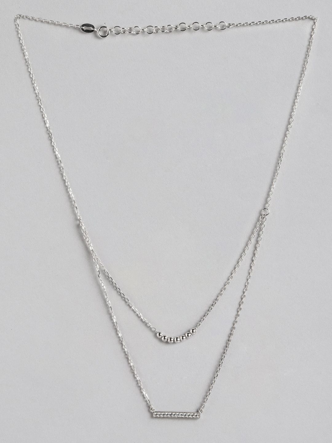 Carlton London Silver-Toned Brass Rhodium-Plated Layered Necklace Price in India