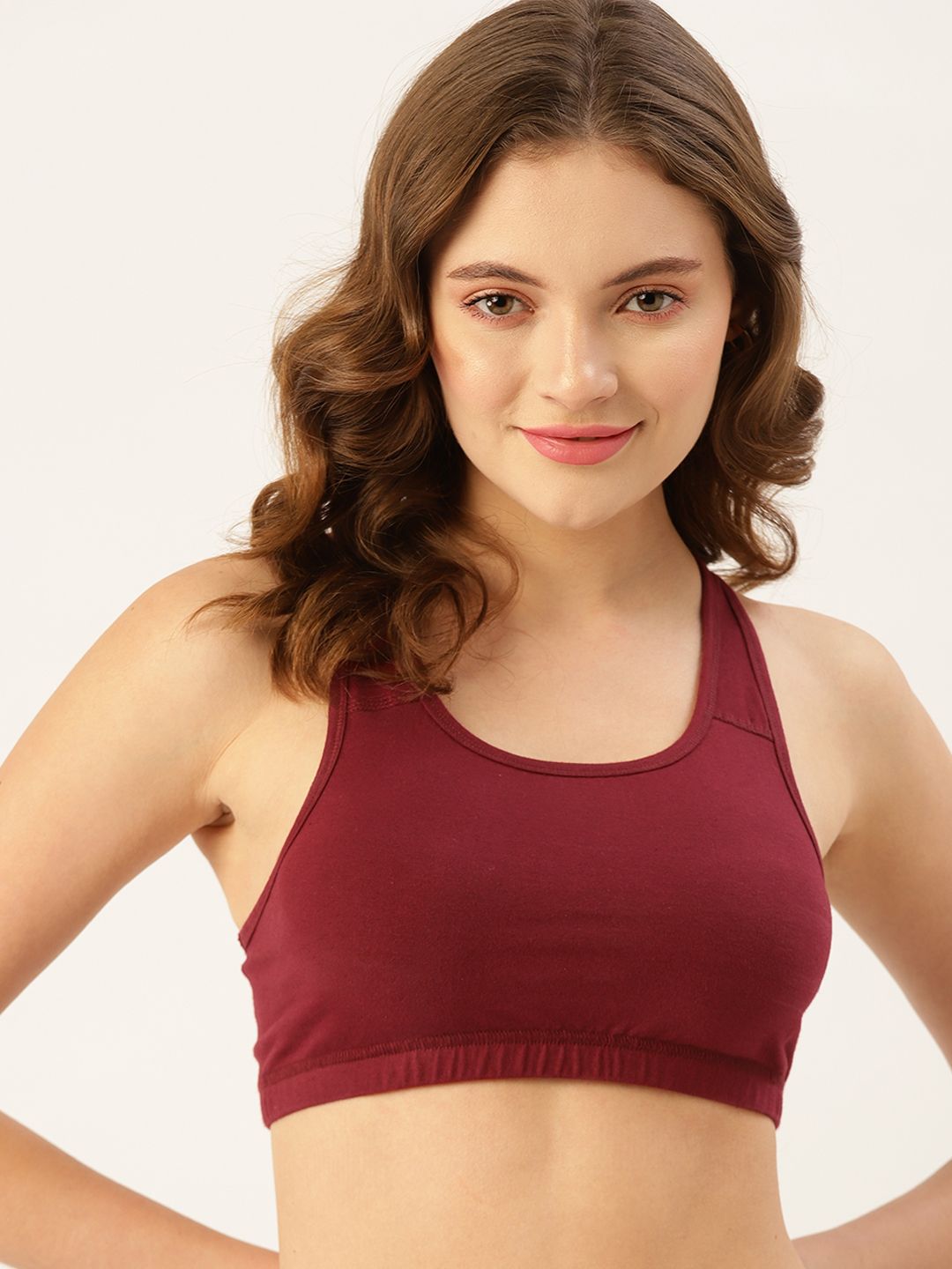DressBerry Maroon Sports Bra Non-wired Non-padded Price in India