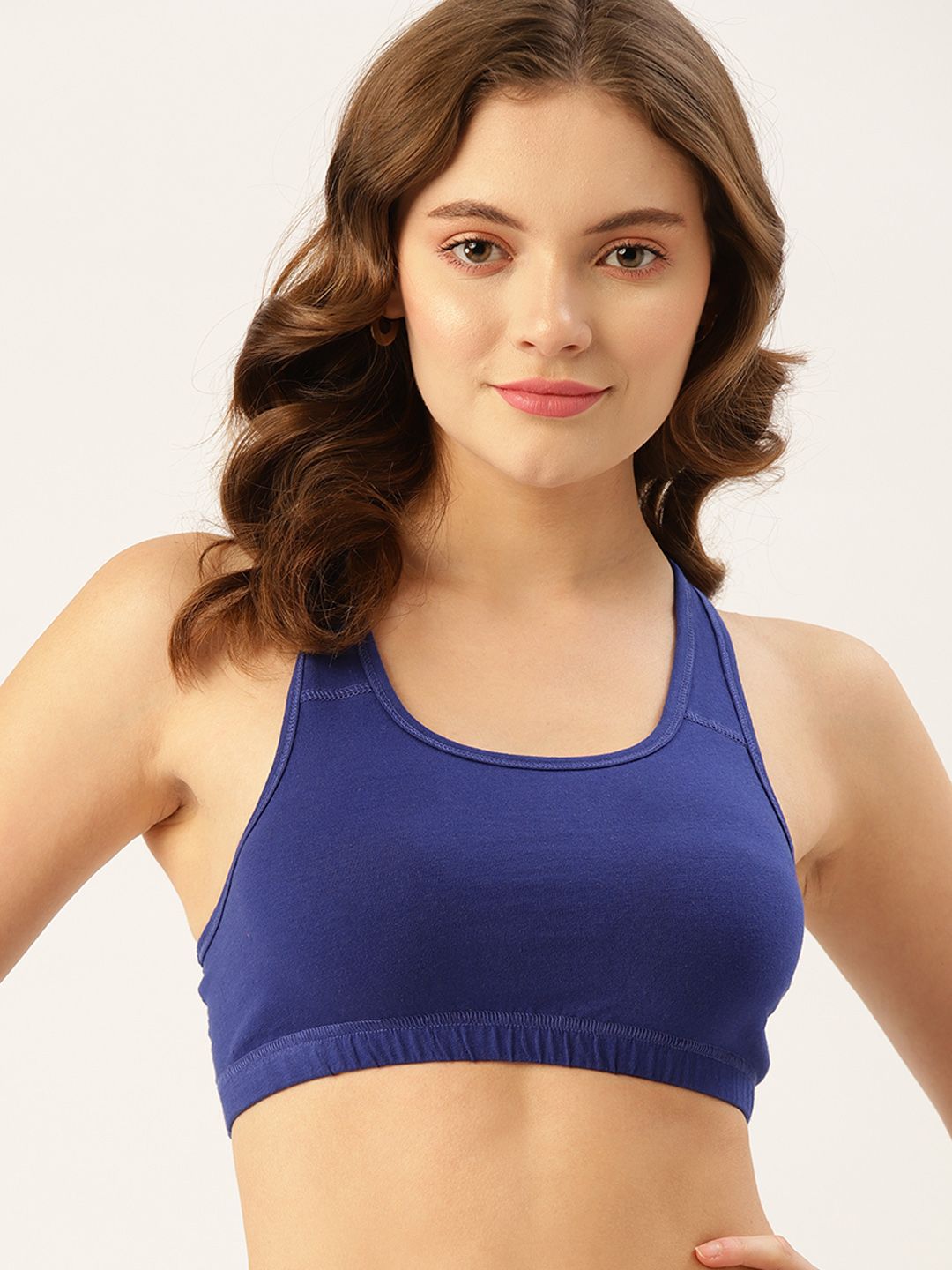 DressBerry Navy Blue Sports Bra Non-wired Non-padded Price in India