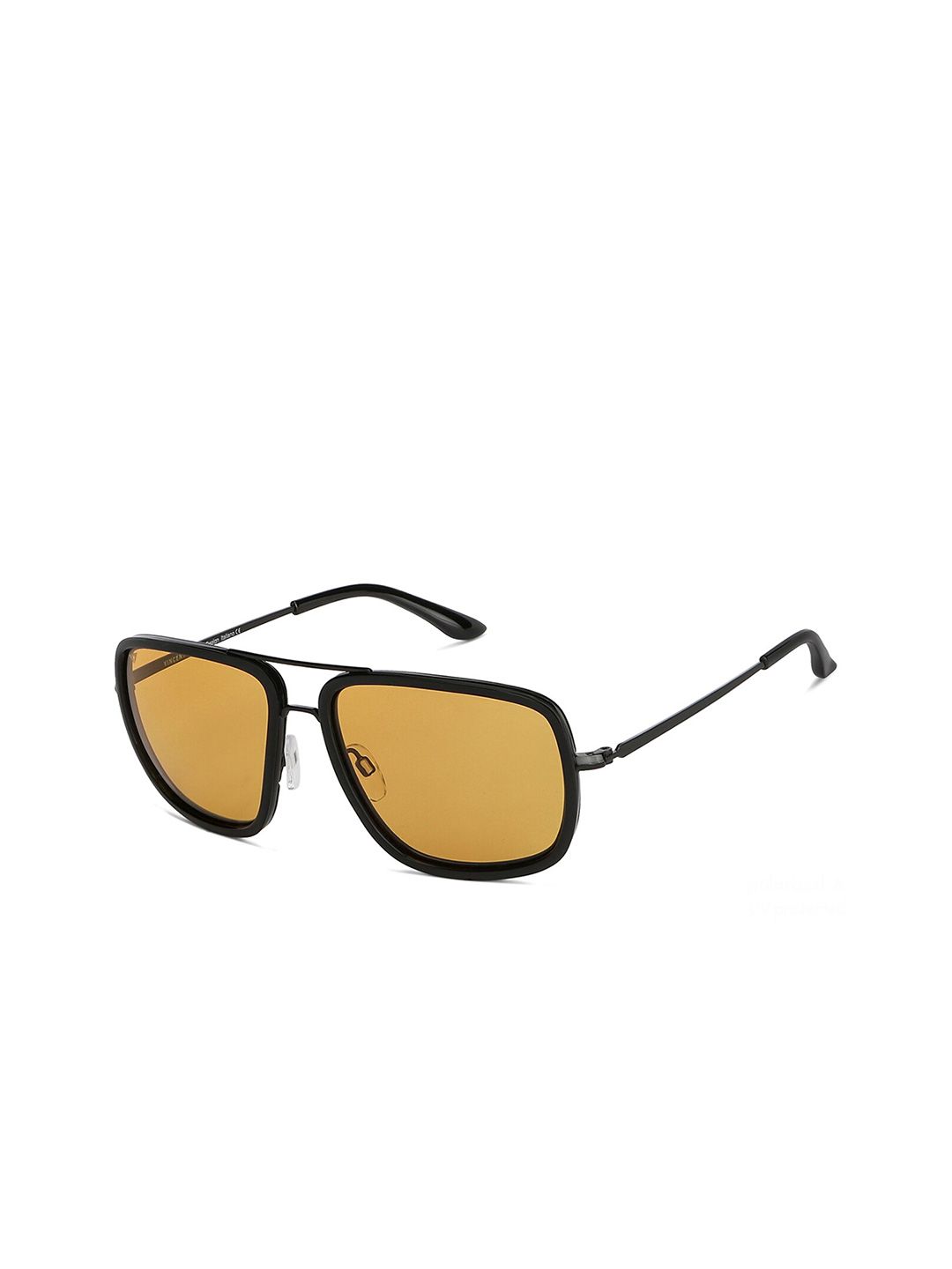 Vincent Chase by Lenskart Unisex Yellow Lens & Black Square Sunglasses with Polarised and UV Protected