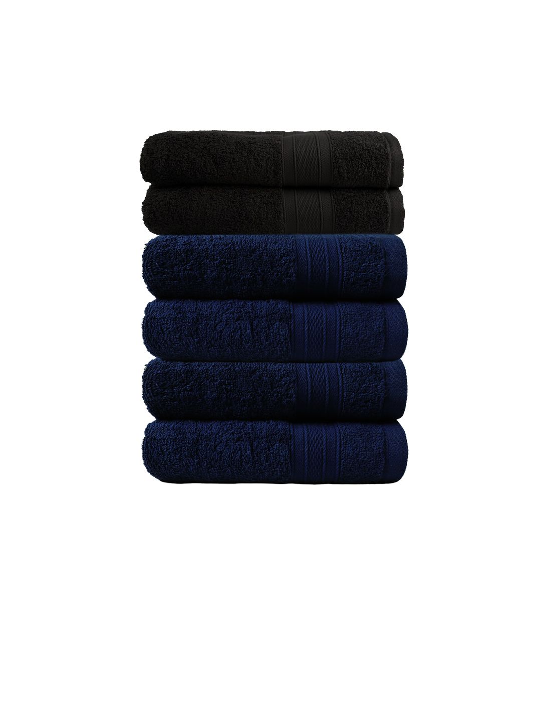 Trident Black Set of 2 500 GSM Cotton Bath Towels & Set of 4 Hand Towels Price in India