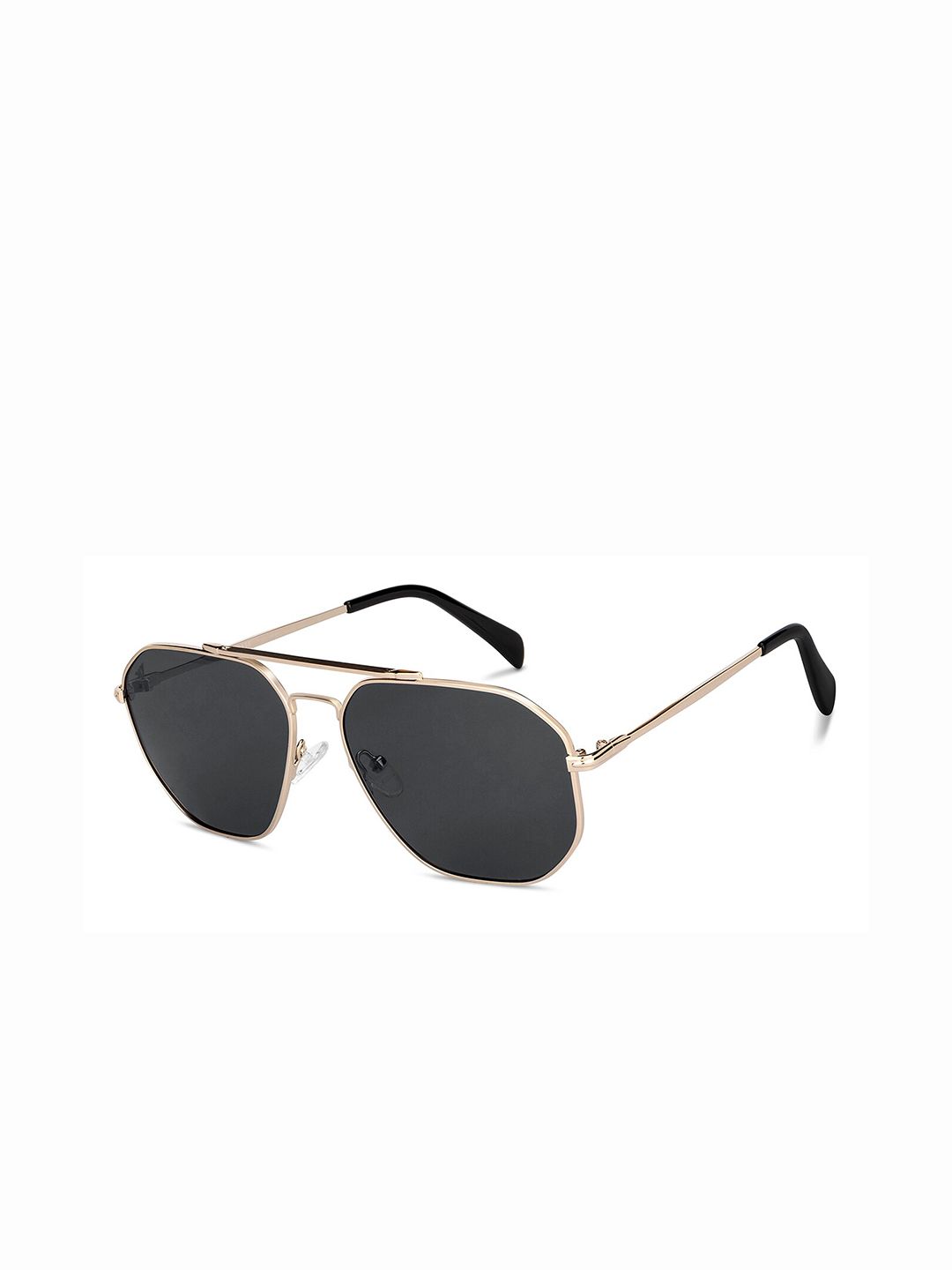 Vincent Chase by Lenskart Unisex Grey Lens & Gold-Toned Aviator Sunglasses with Polarised and UV Protected Lens