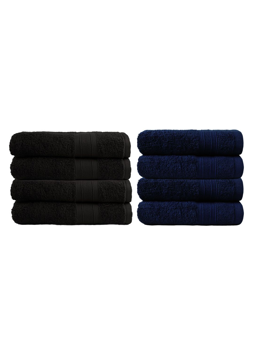 Trident Black Set of 4 500 GSM Cotton Bath Towels & Set of 4 Hand Towels Price in India