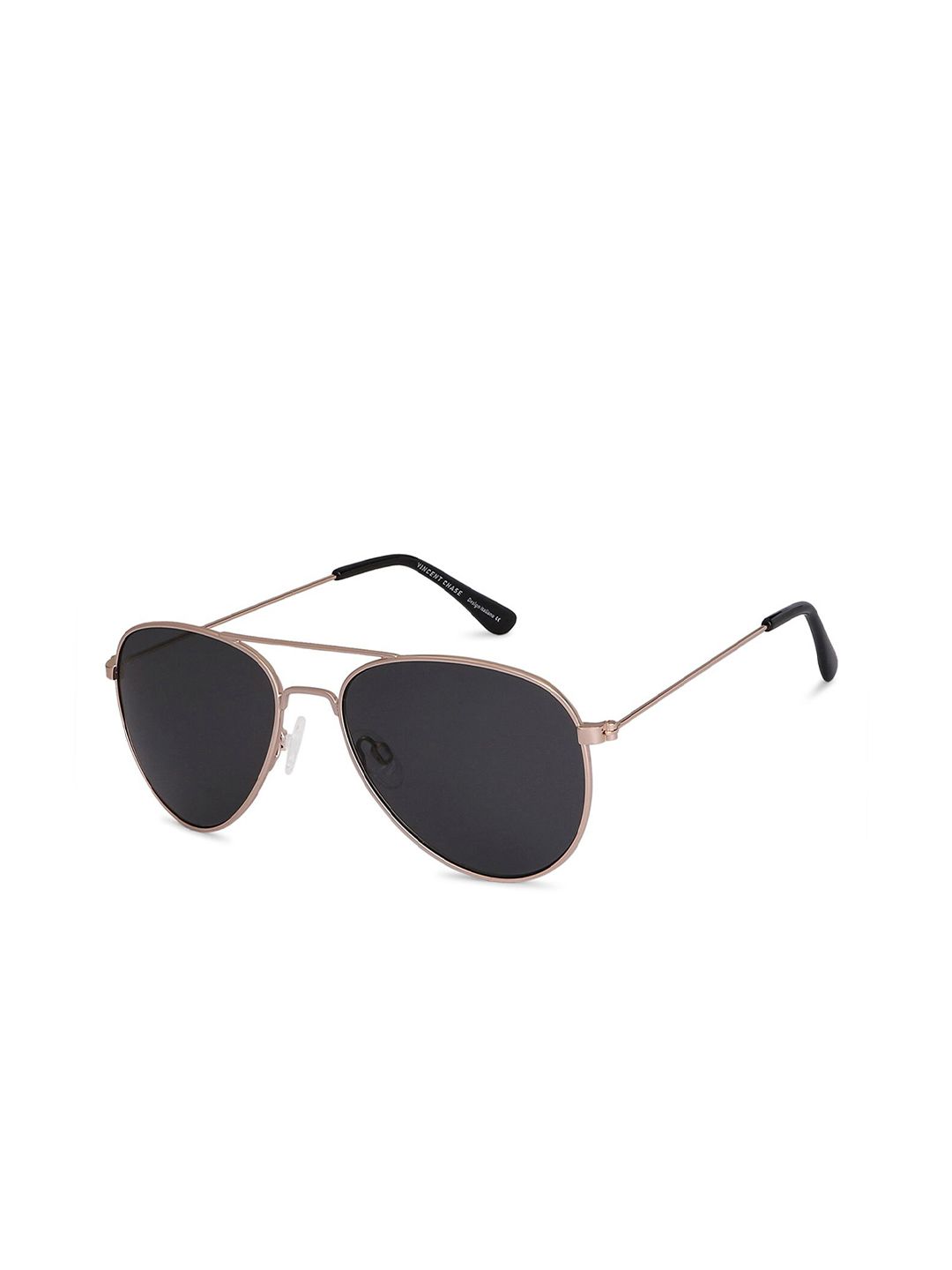 Vincent Chase by Lenskart Unisex Grey Lens & Gold-Toned Aviator Sunglasses with UV Protected Lens