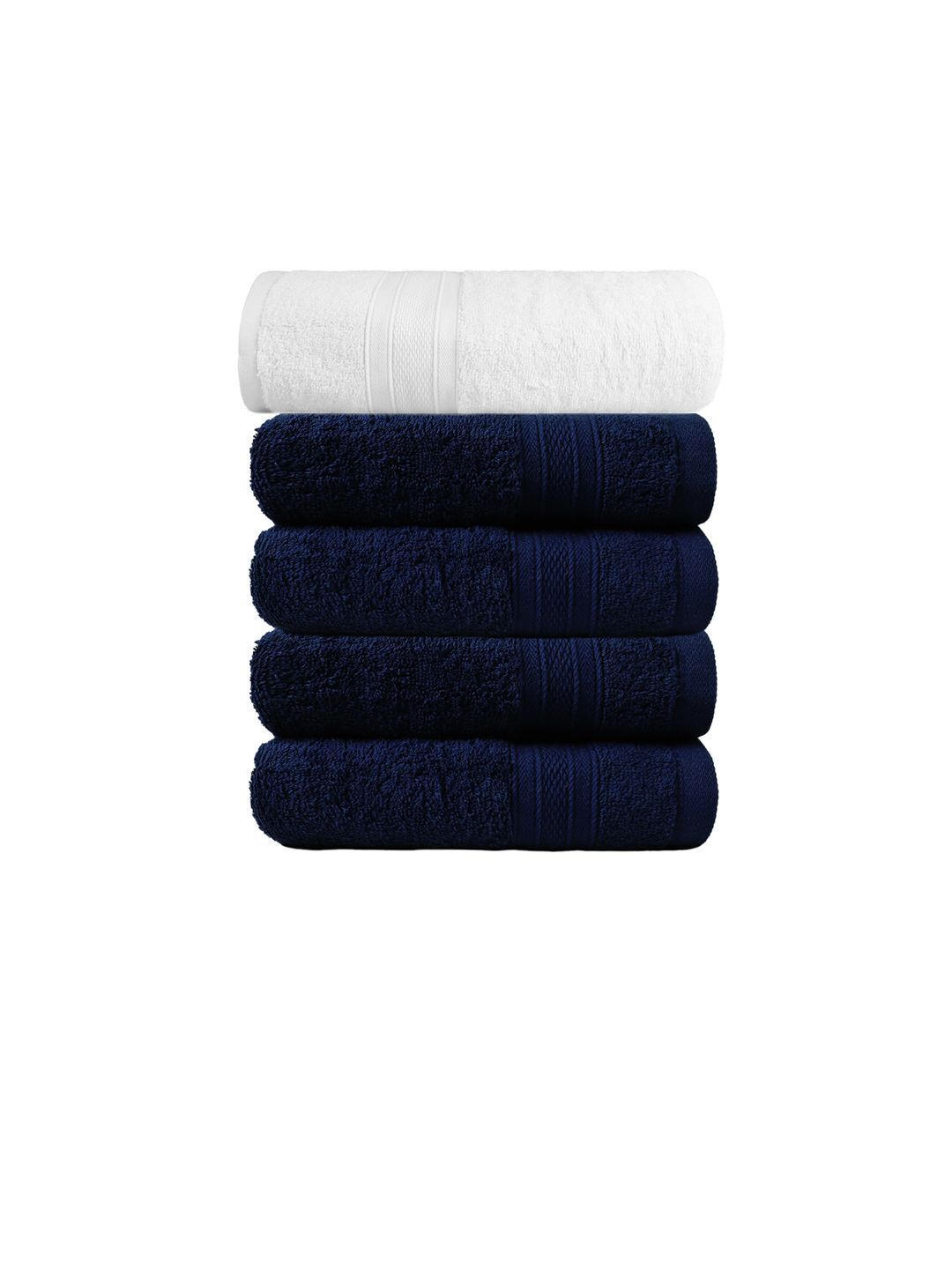 Trident White Solid 500 GSM Cotton Soft & Plush Bath Towel & Set of 4 Hand Towels Price in India