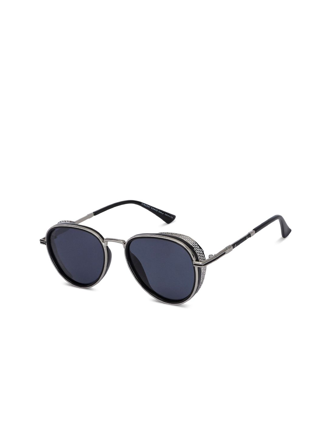 Vincent Chase by Lenskart Unisex Blue Lens & Silver-Toned Aviator Sunglasses with Polarised and UV Protected Lens