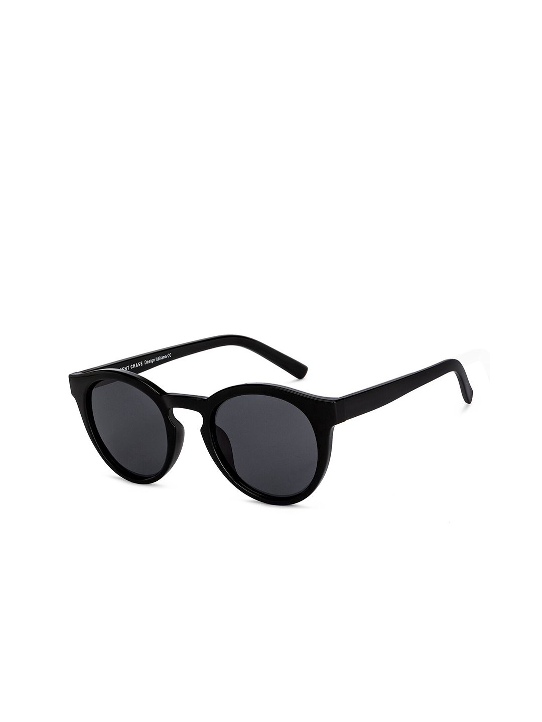 Vincent Chase by Lenskart Unisex Grey Lens & Black Round Sunglasses with Polarised and UV Protected Lens