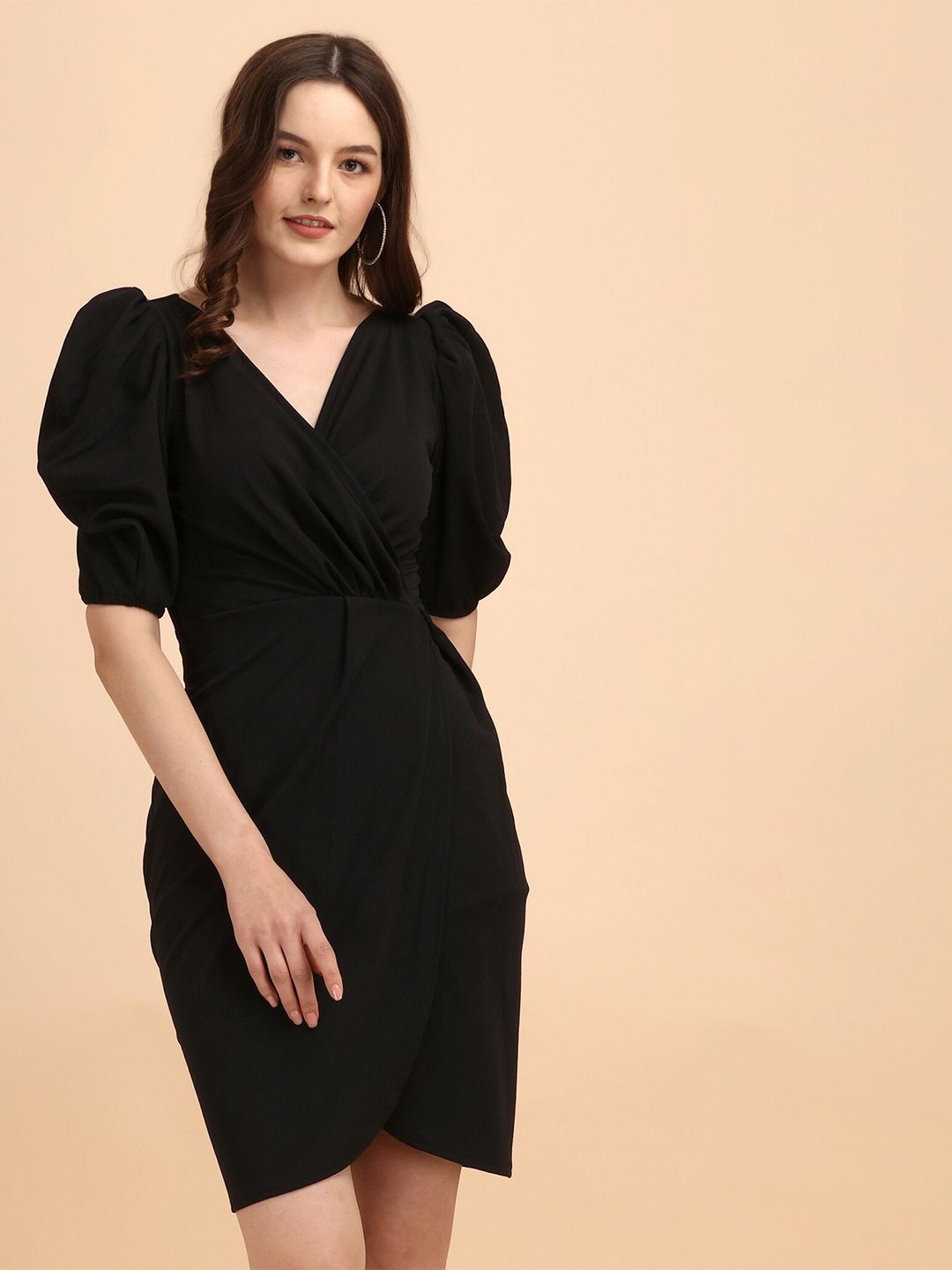 SHEETAL Associates Puff Sleeves Black Dress Price in India