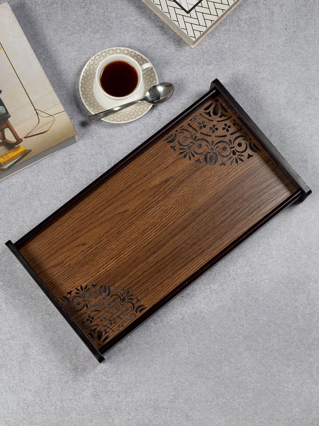 HomeTown Adults Brown Reversible Wooden Tray Price in India