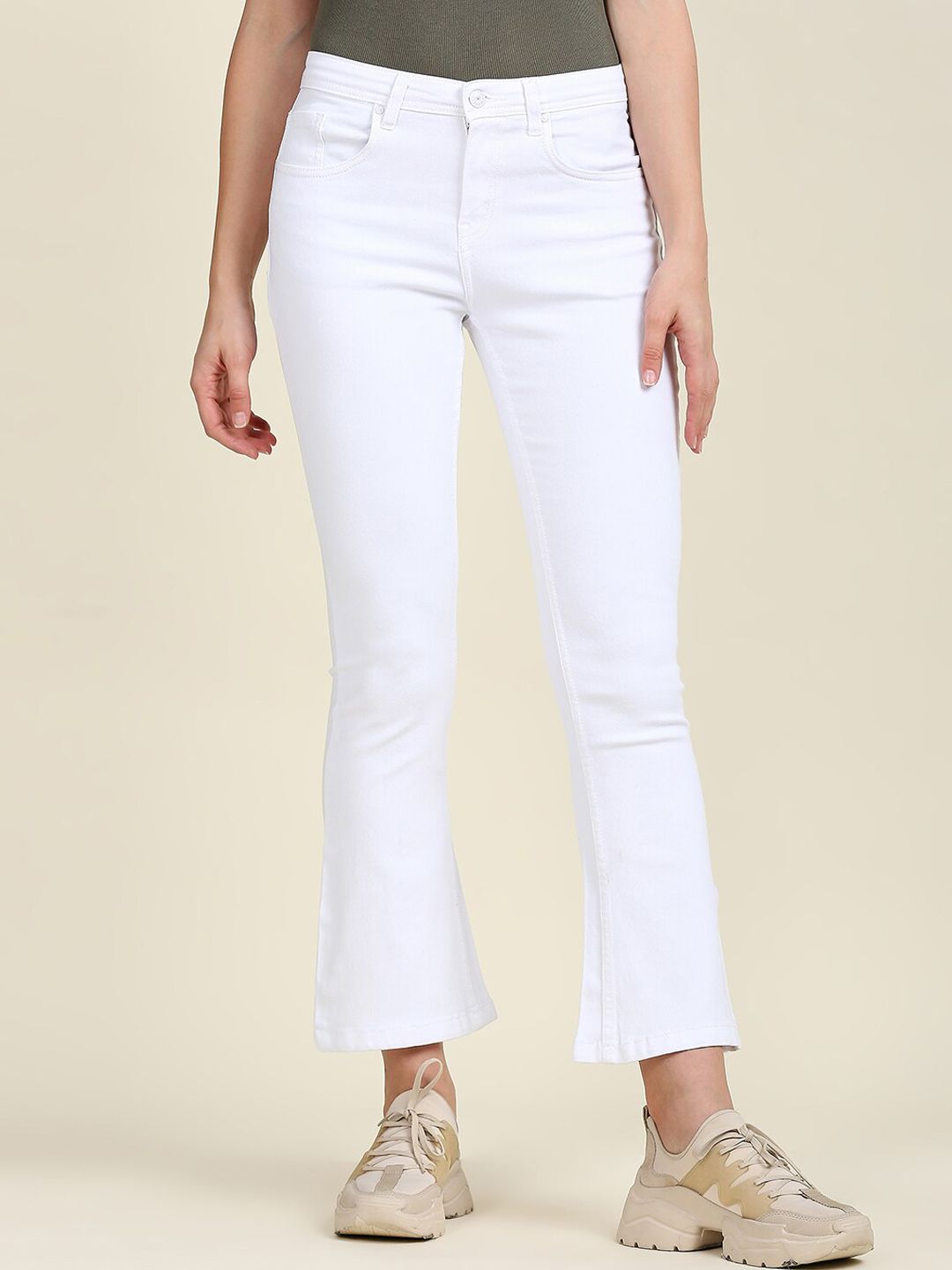 High Star Women White Bootcut High-Rise Stretchable Jeans Price in India