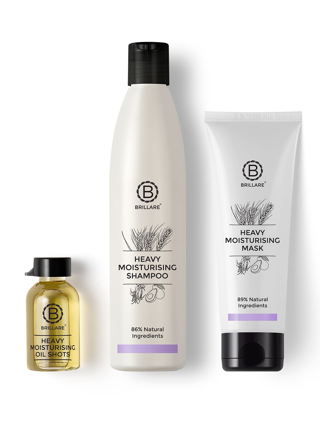 BRILLARE Heavy Moisturising Hair Care Kit-Shampoo 300ml + Hair Mask 125g + Oil Shots 6mlx8 Price in India