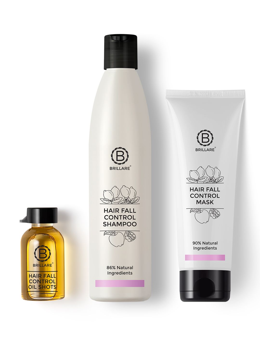 BRILLARE Hair Fall Control Kit - Shampoo 300ml + Hair Mask 125g + Oil Shots 6mlx8 Price in India