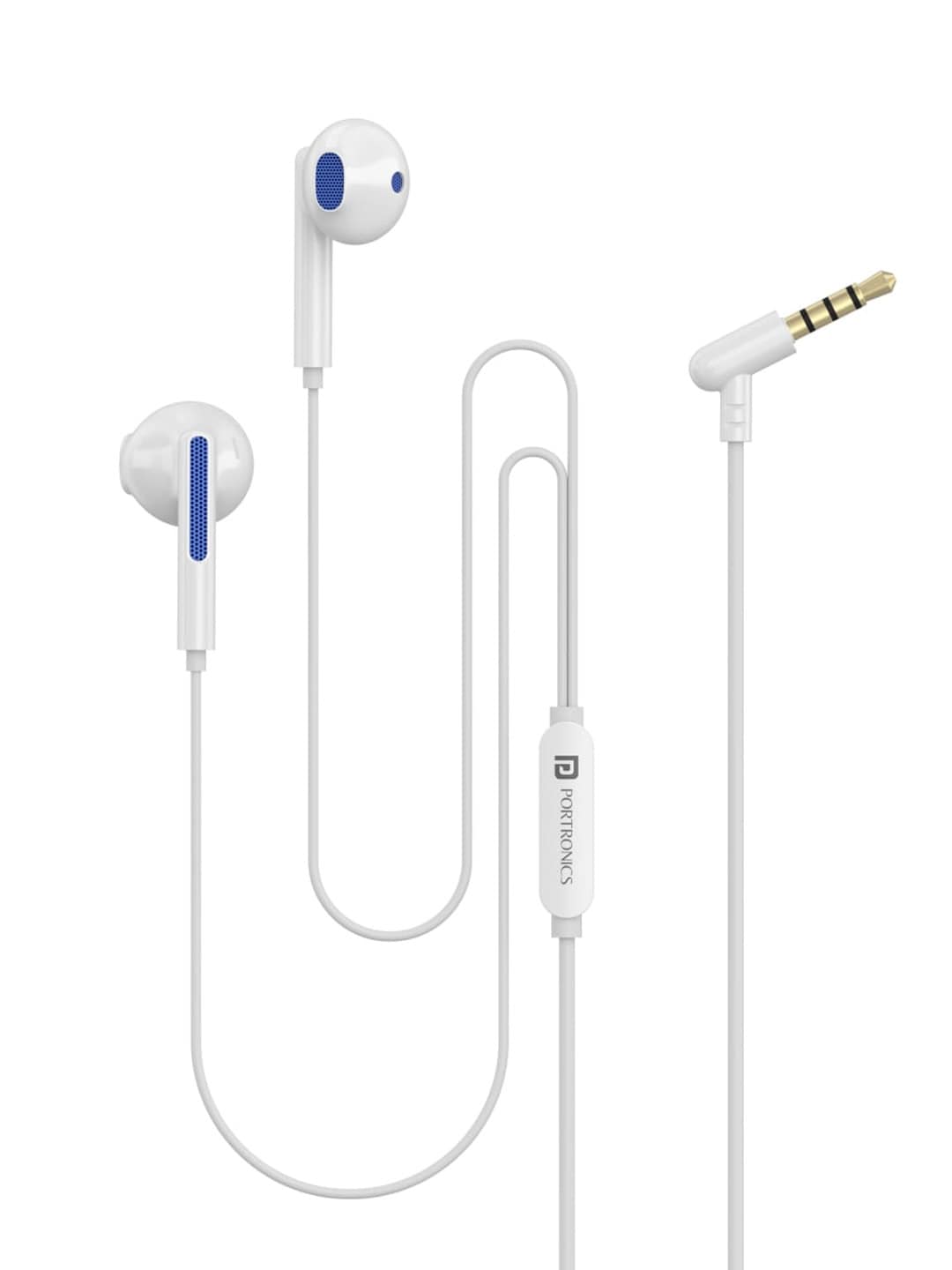 Portronics White & Blue Solid Conch 110 in Ear Wired Earphones Price in India