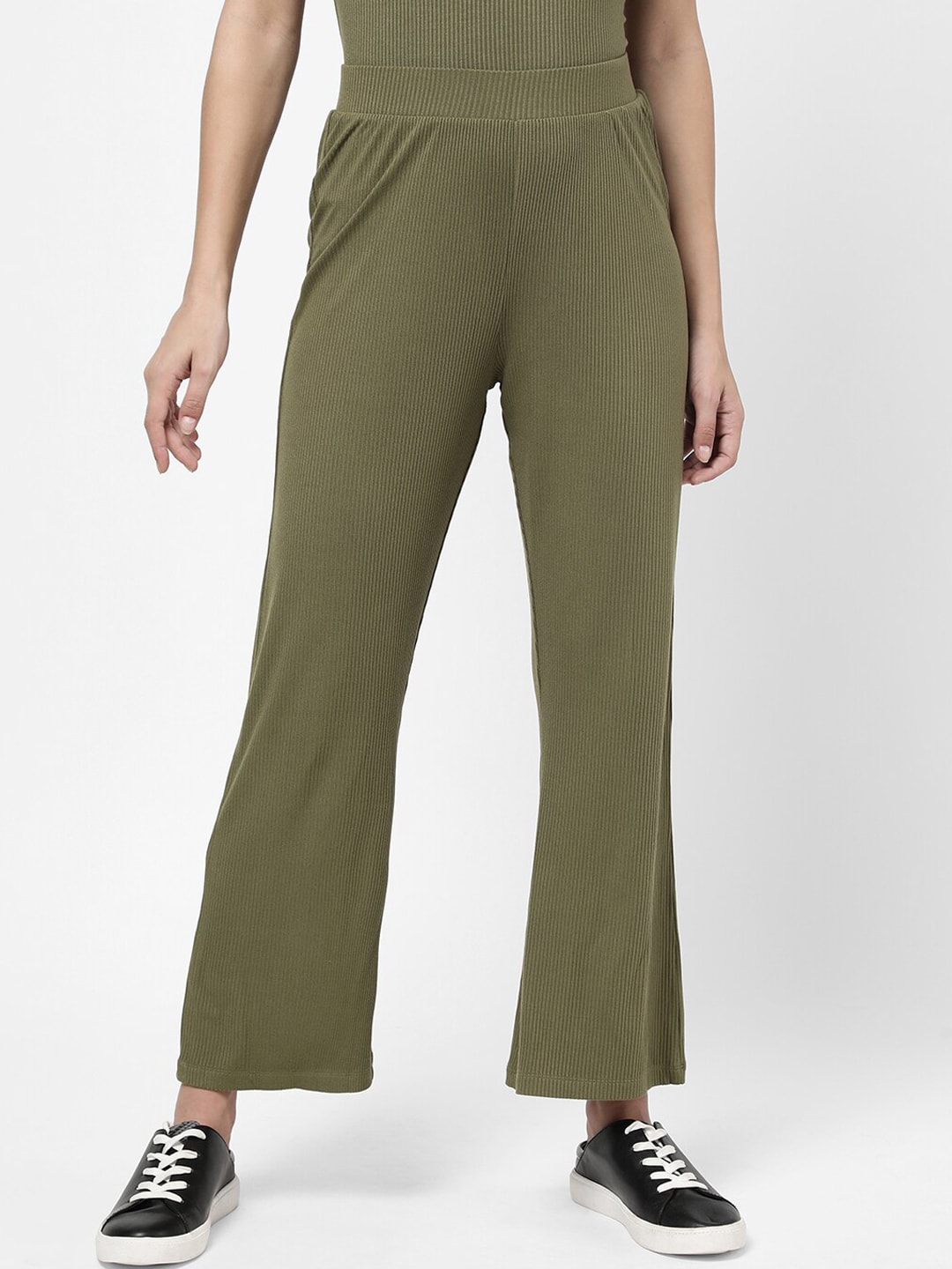 R&B Women Olive Green Trousers Price in India