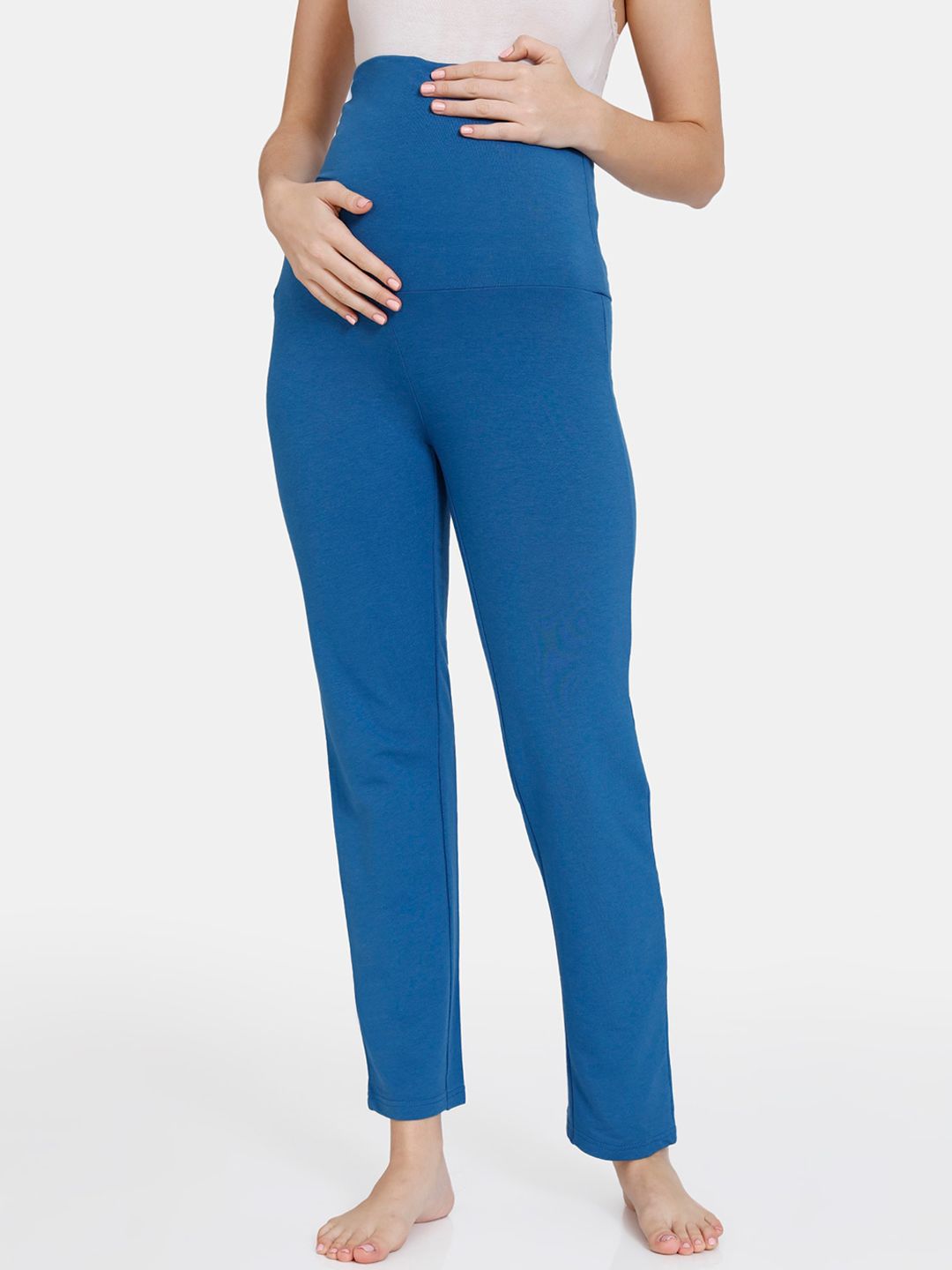 Coucou by Zivame Women Blue Cotton High-Rise Maternity Lounge Pants Price in India