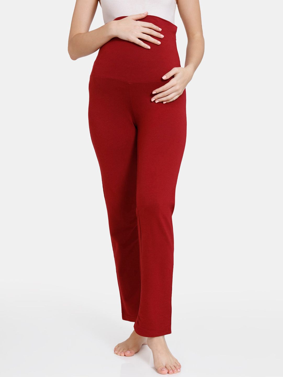 Coucou Women Red Bamboo Cotton Pure Cotton Maternity Lounge Pants Price in India