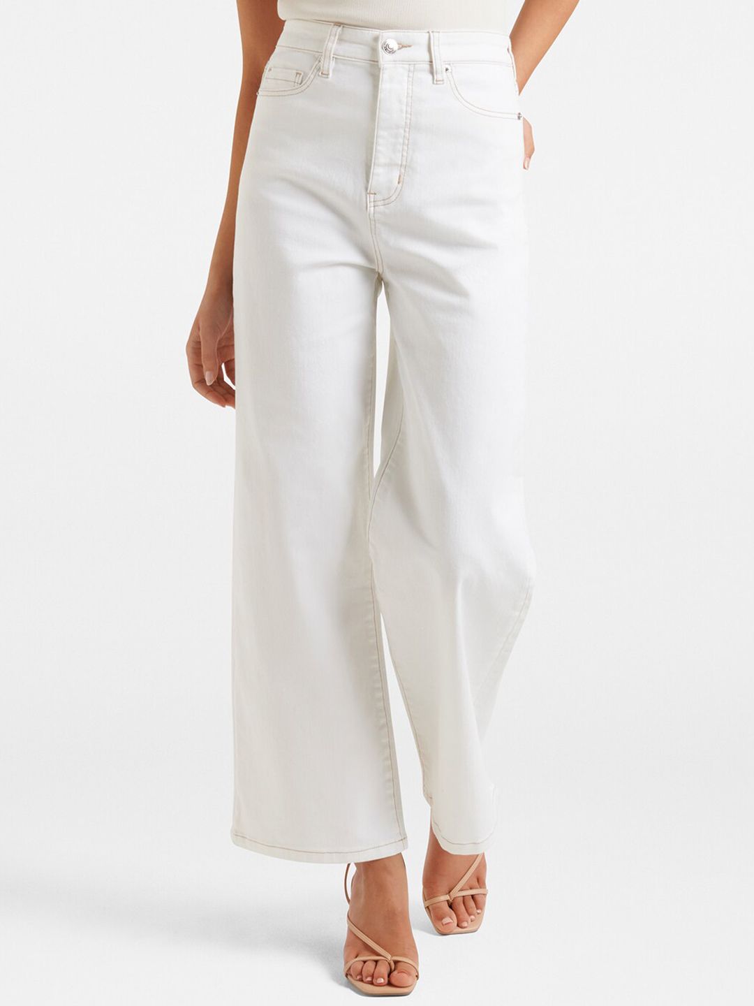 Forever New Women White High-Rise Wide Leg Jeans Price in India