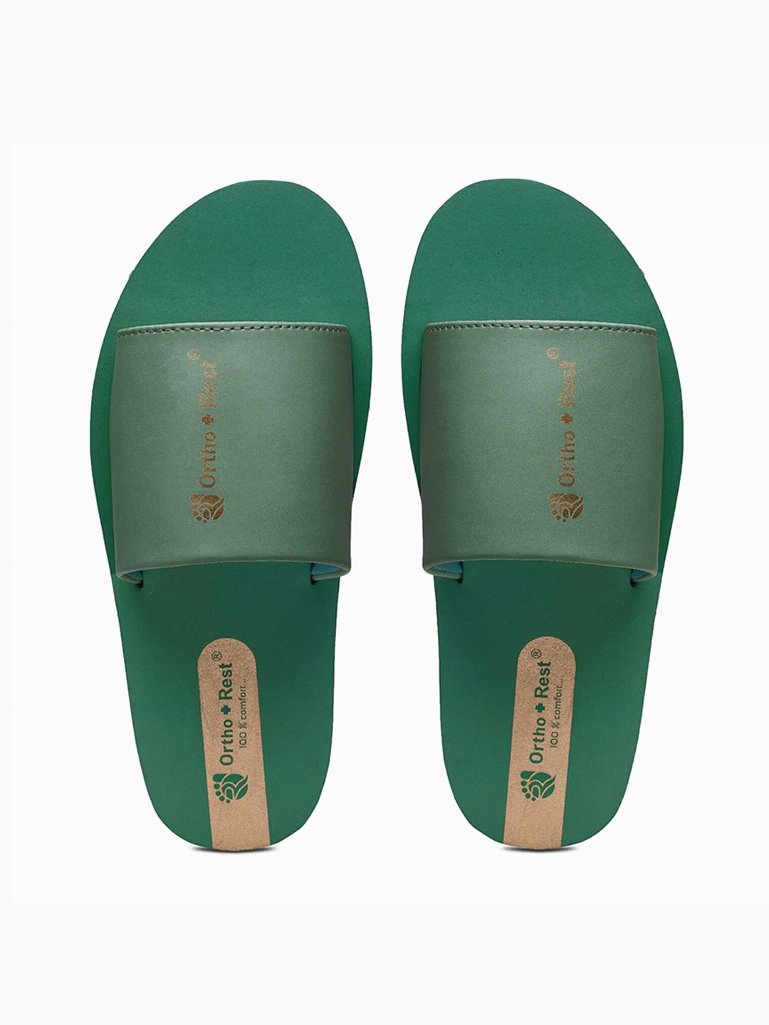 Ortho Rest Women Green & Beige Printed Sliders Price in India