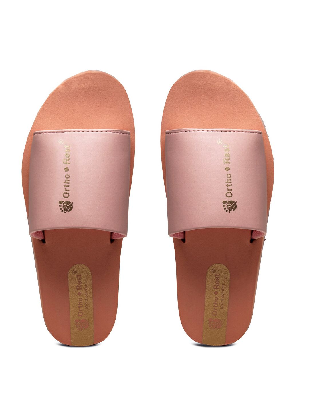 Ortho Rest Women Pink & Gold-Toned Printed Sliders Price in India