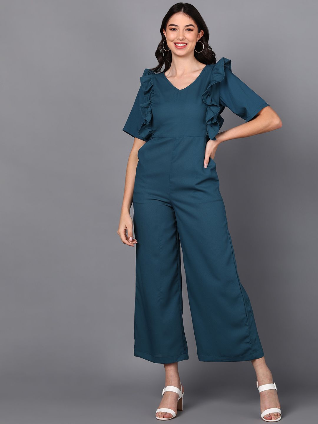 Fashfun Women Teal Basic Jumpsuit Price in India