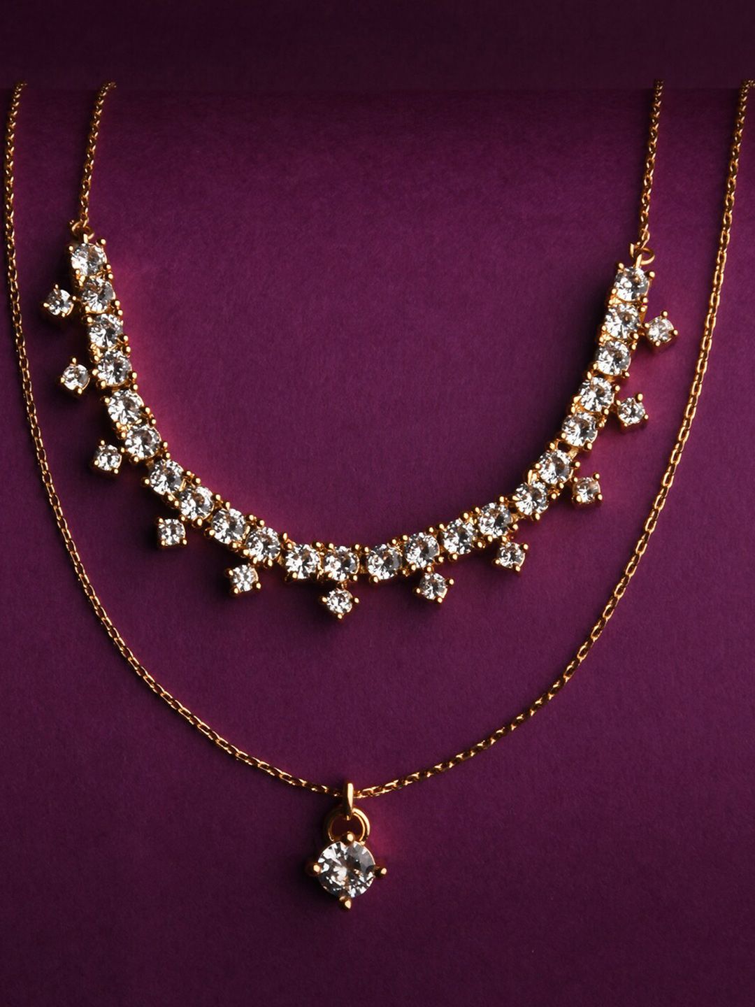 Lilly & sparkle White Gold-Plated Necklace Price in India