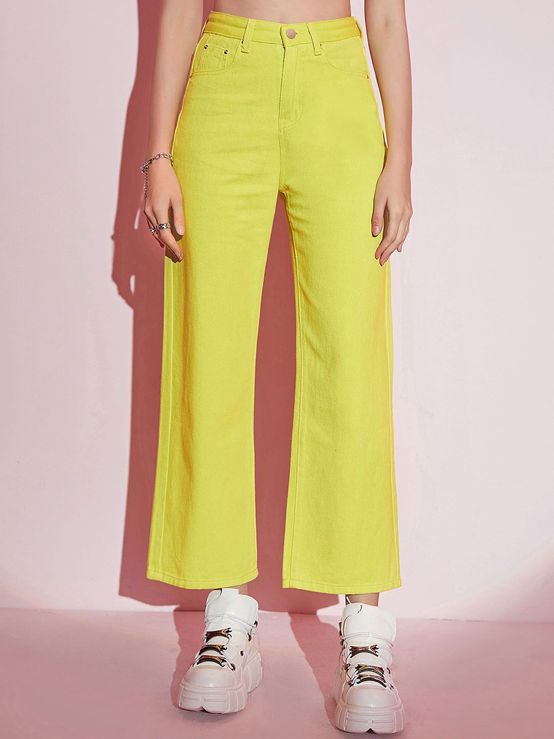 URBANIC Women Yellow Relaxed Fit No Fade Jeans Price in India